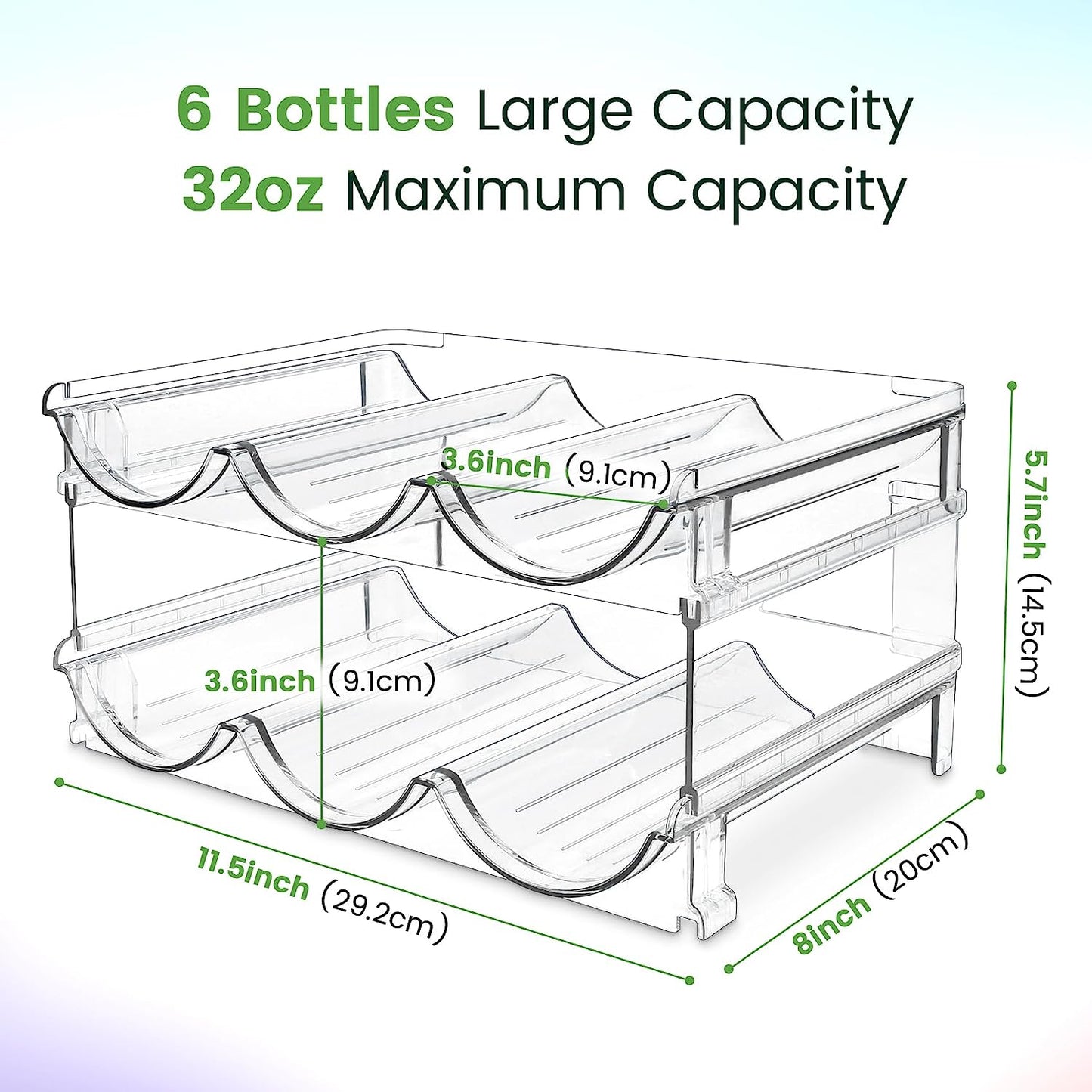 Stackable Water Bottle Organizer - 2 Pack Cabinet Storage Rack for Tidy Hydration