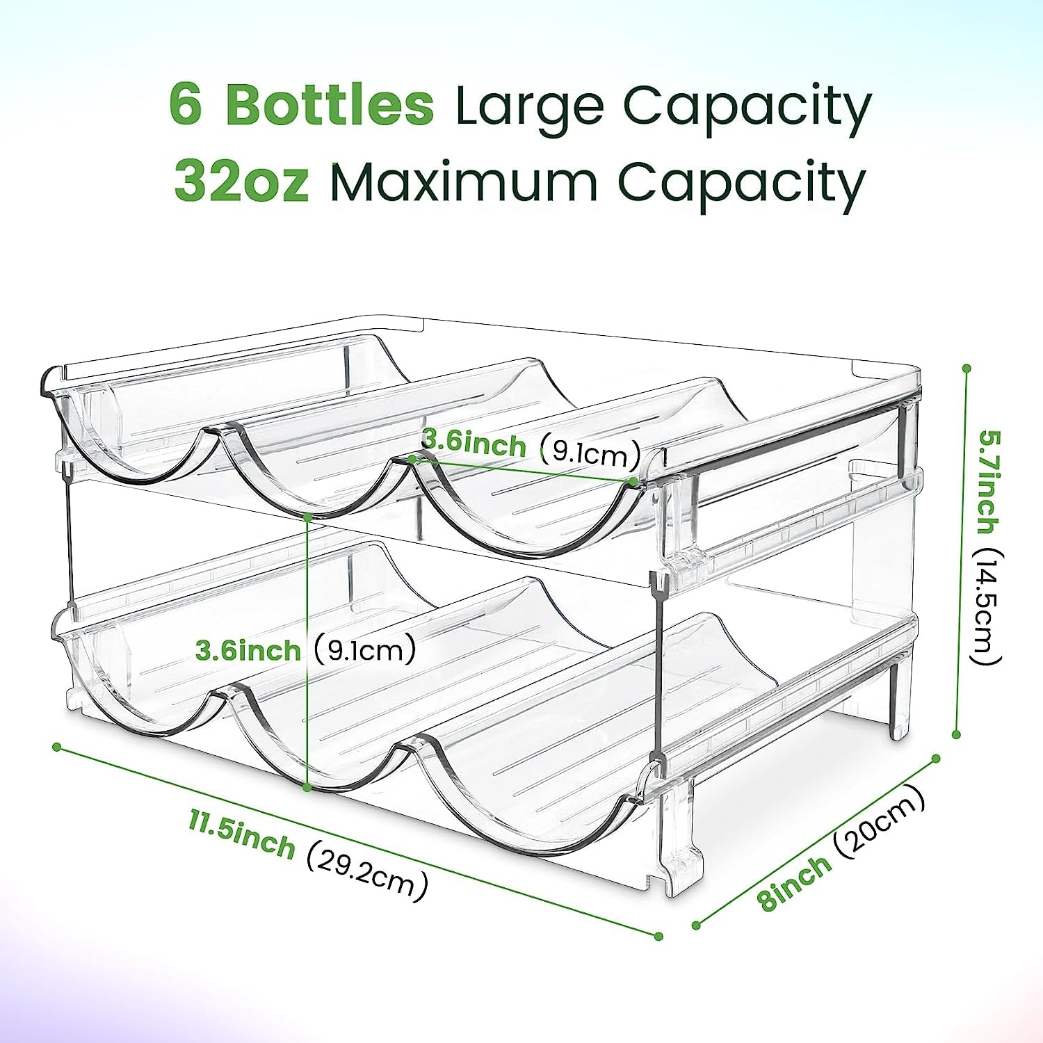 Stackable Water Bottle Organizer - 2 Pack Cabinet Storage Rack for Tidy Hydration