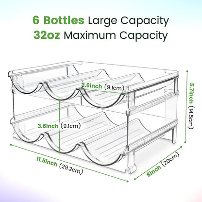 Stackable Water Bottle Organizer - 2 Pack Cabinet Storage Rack for Tidy Hydration